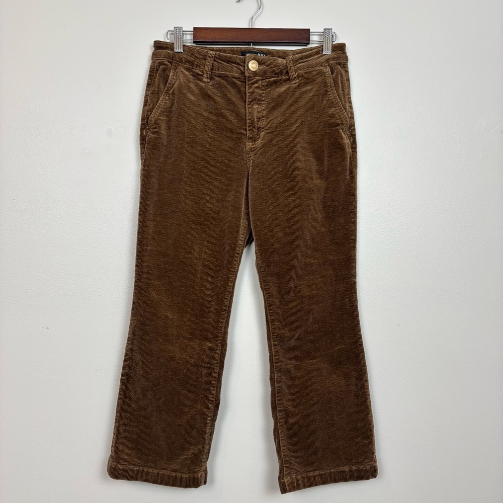 Kut From The Kloth Pants Womens 6P Brown Corduroy‎ Mid Rise Crop Kick Flare